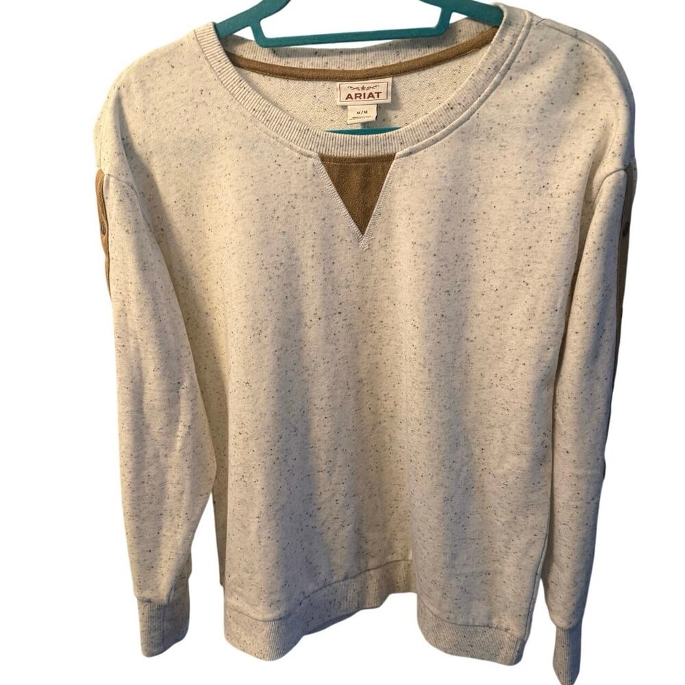 Women’s Ariat Speckled Cream and Tan Pullover Crew Neck Size M
